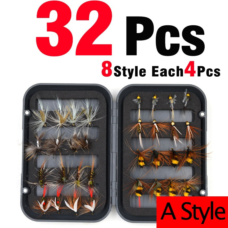 32Pcs/Boxed Black Brown Dry Fly Fishing Lure - youractivewellnessshop