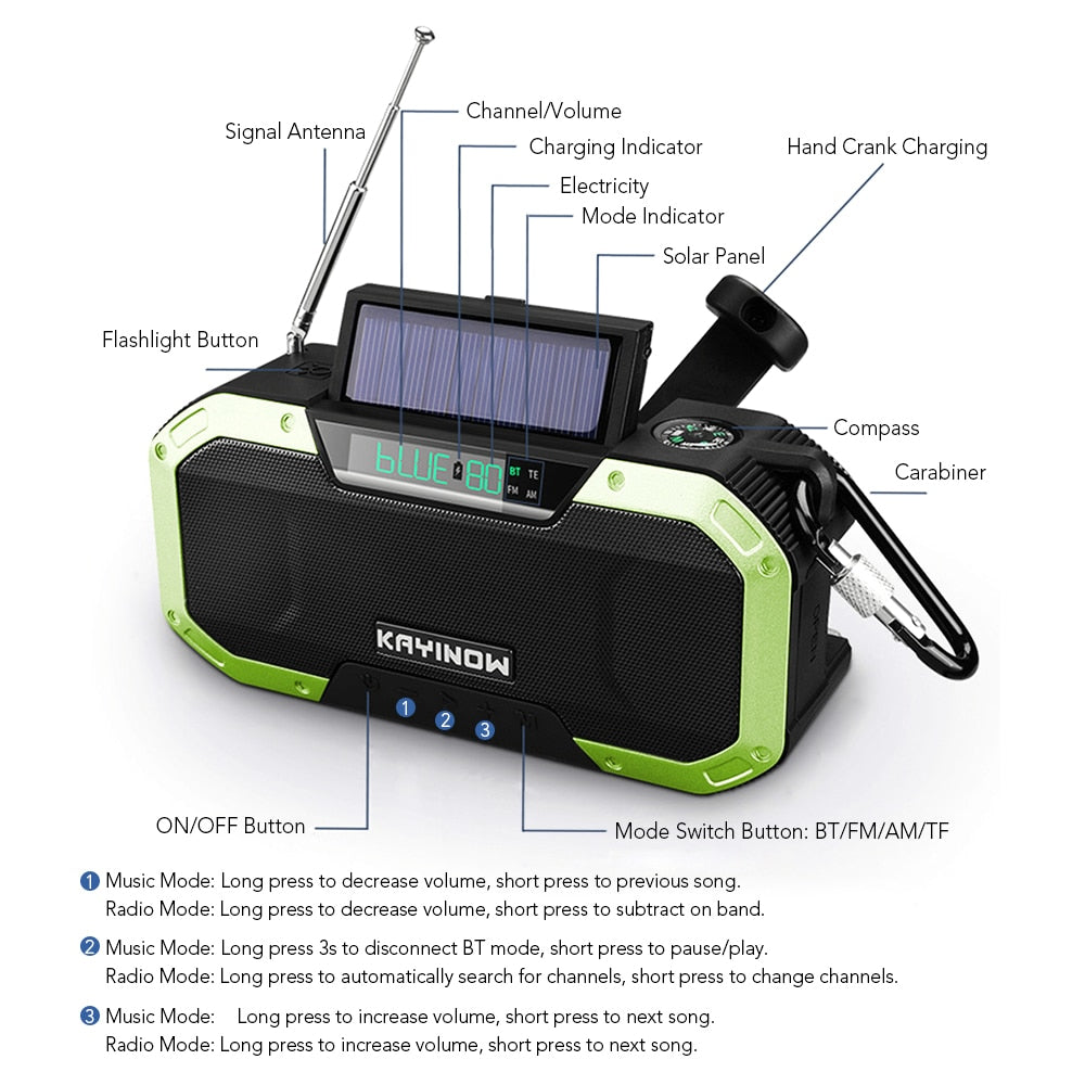 Portable Emergency Survival Solar Hand Crank Flash Light Camping Radio - youractivewellnessshop