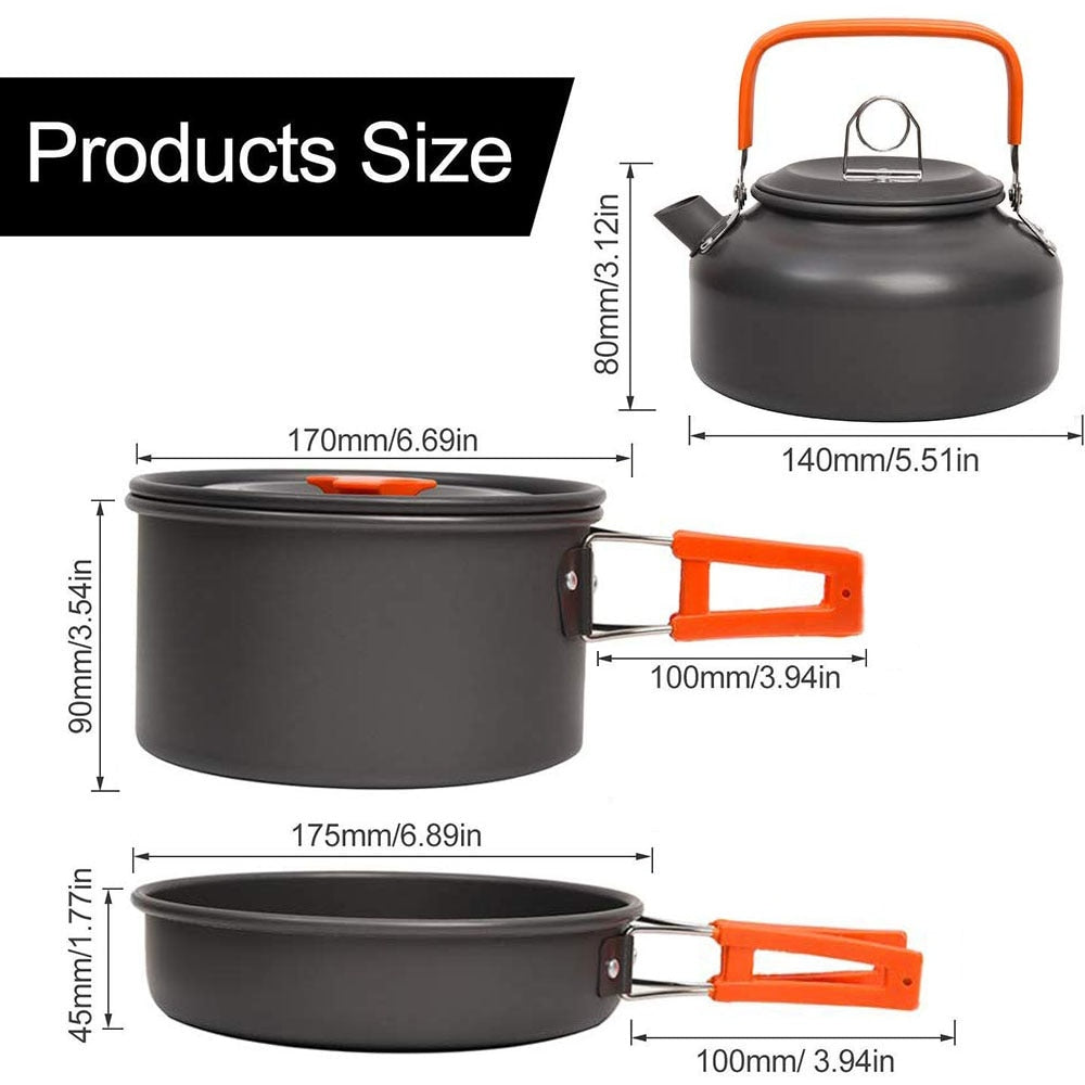 Outdoor Aluminum Camping Cookware Kit - youractivewellnessshop