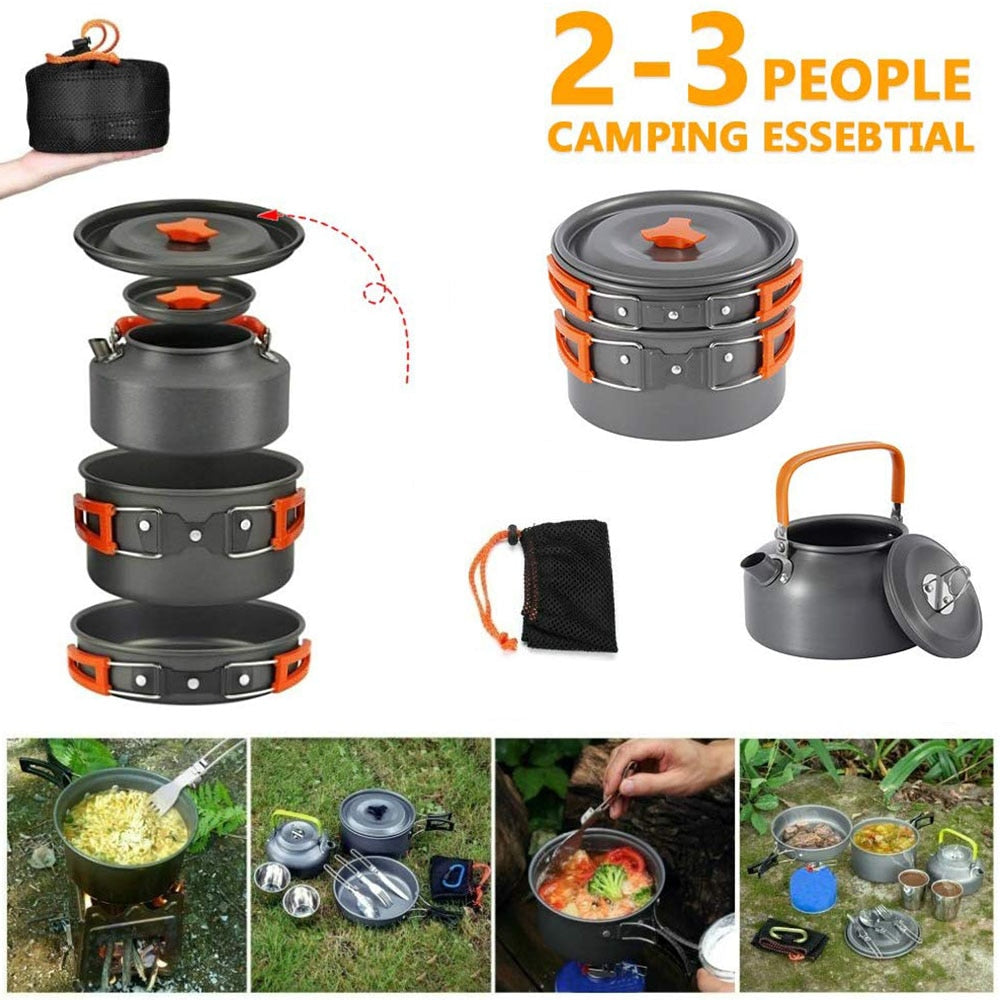 Outdoor Aluminum Camping Cookware Kit - youractivewellnessshop