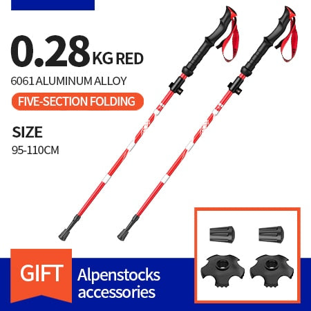 BSWOLF 2Pcs Ultralight Folding Aluminum Hiking Trekking Poles - youractivewellnessshop