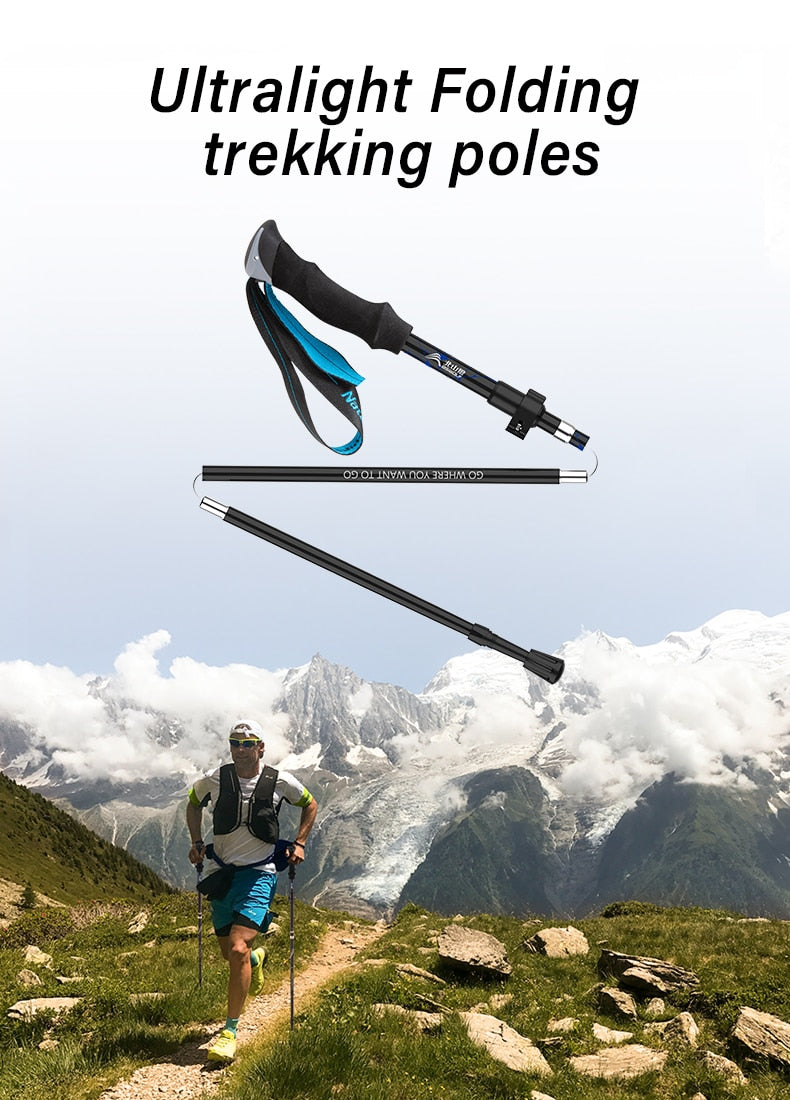 BSWOLF 2Pcs Ultralight Folding Aluminum Hiking Trekking Poles - youractivewellnessshop