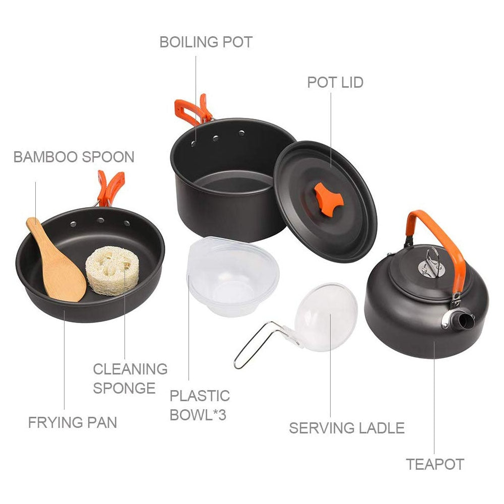 Outdoor Aluminum Camping Cookware Kit - youractivewellnessshop