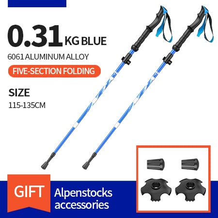 BSWOLF 2Pcs Ultralight Folding Aluminum Hiking Trekking Poles - youractivewellnessshop