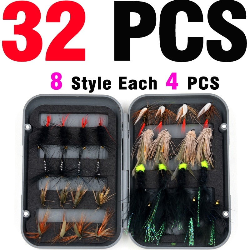 32Pcs/Boxed Black Brown Dry Fly Fishing Lure - youractivewellnessshop