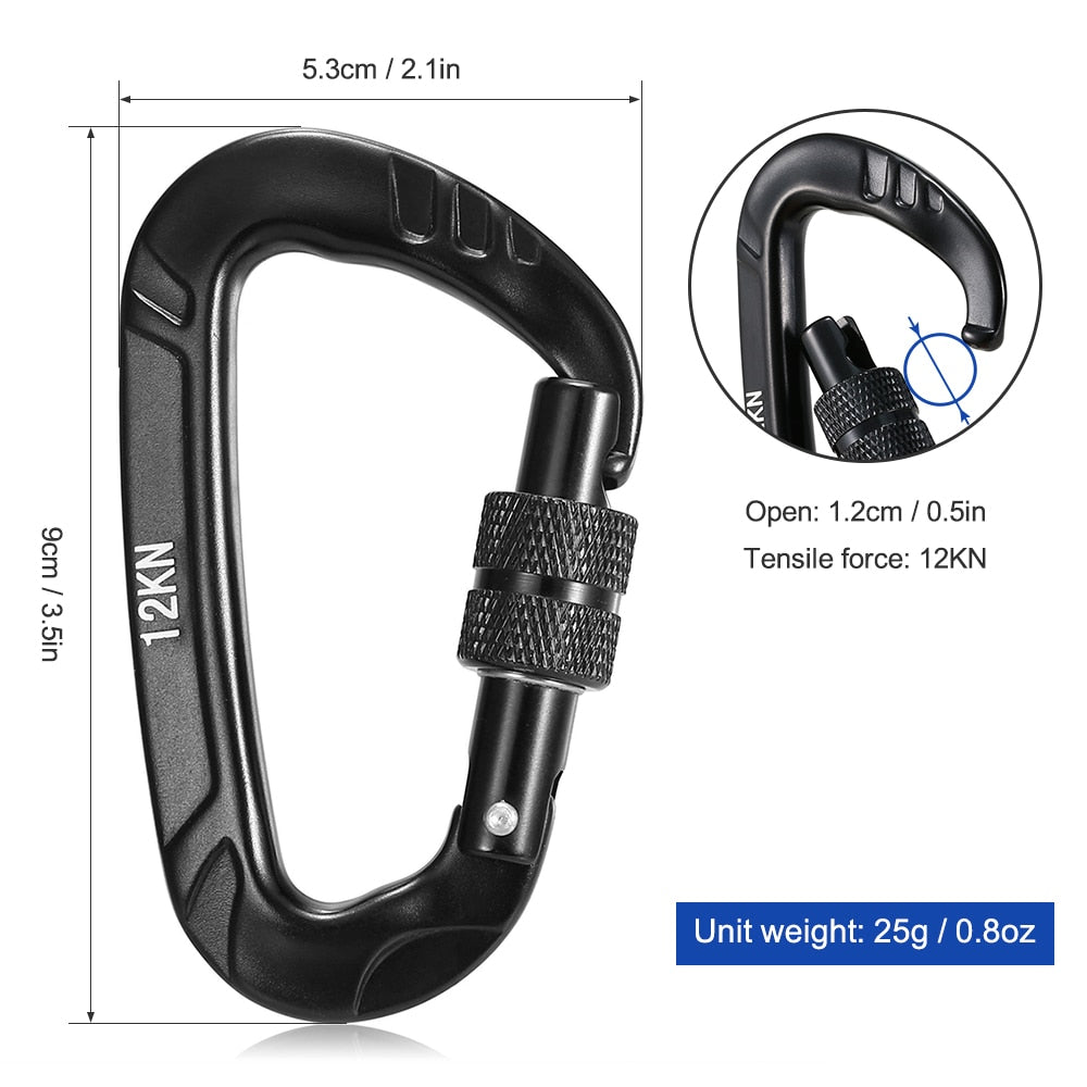 Heavy Duty Climbing Carabiner Steel Spring Clip - youractivewellnessshop