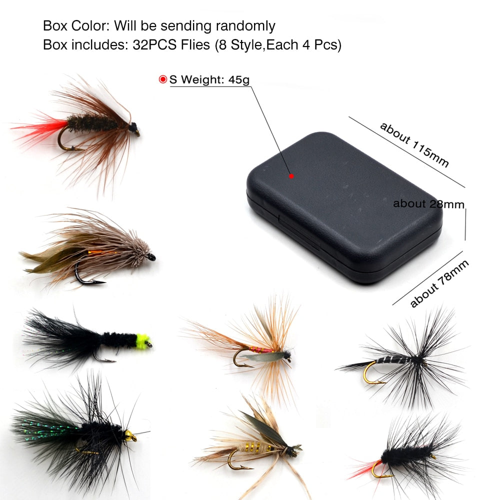 32Pcs/Boxed Black Brown Dry Fly Fishing Lure - youractivewellnessshop