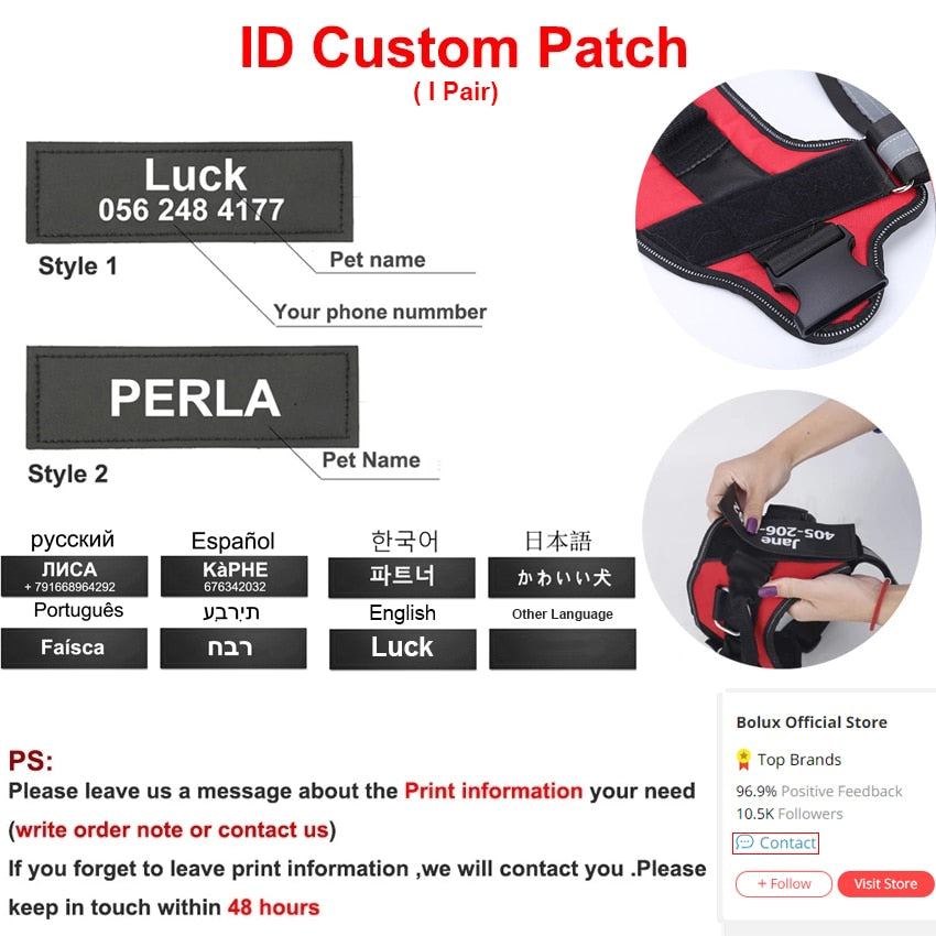 Personalized Reflective Breathable Dog Harness