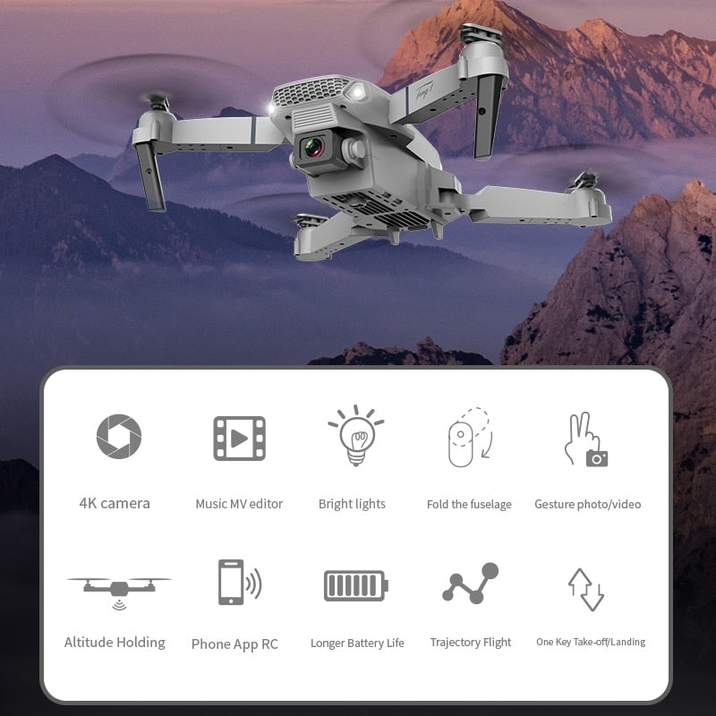 PRO Professional 4K Wide Angle HD Camera Remote Control Foldable Quadrotor Helicopter Drone