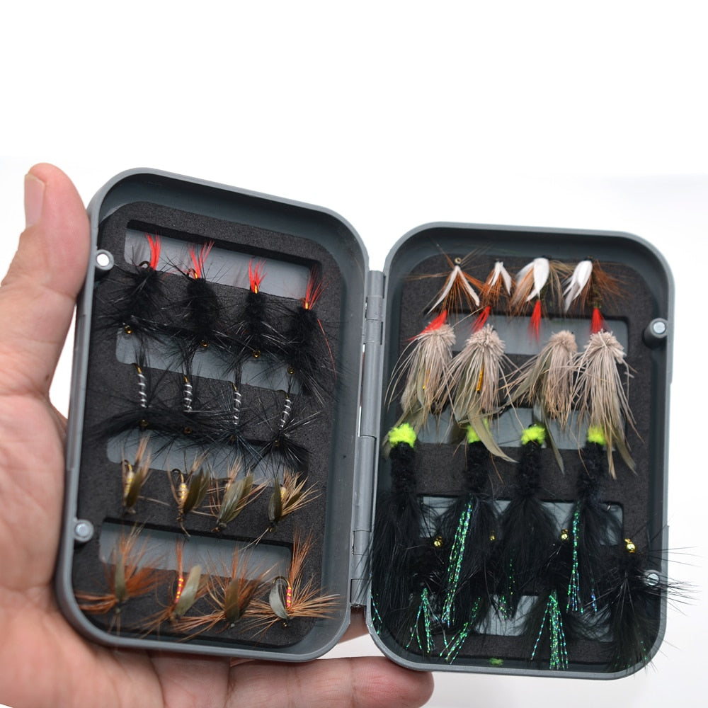 32Pcs/Boxed Black Brown Dry Fly Fishing Lure - youractivewellnessshop