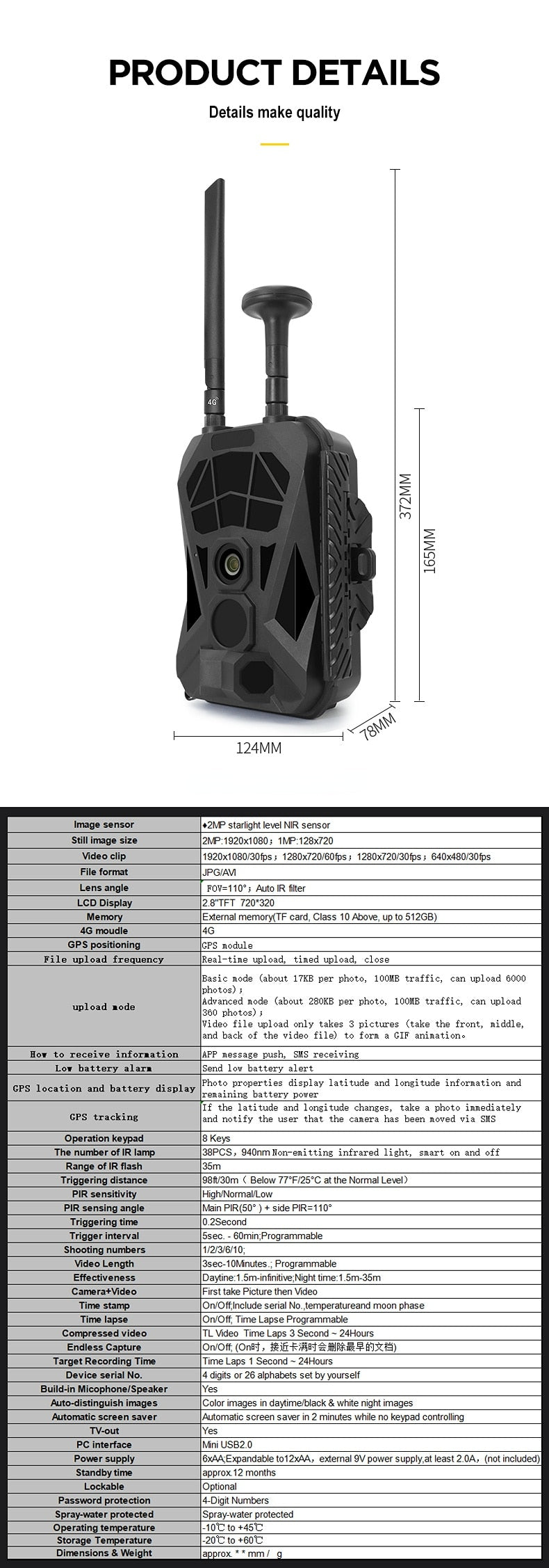 4G Hunting  Infrared Long Range GPS Surveillance Trail Camera - youractivewellnessshop