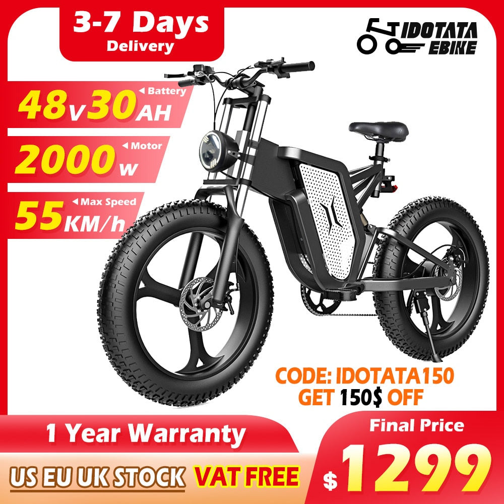 Front and Rear Shock Absorption Mountaineering Off-road Electric Bike