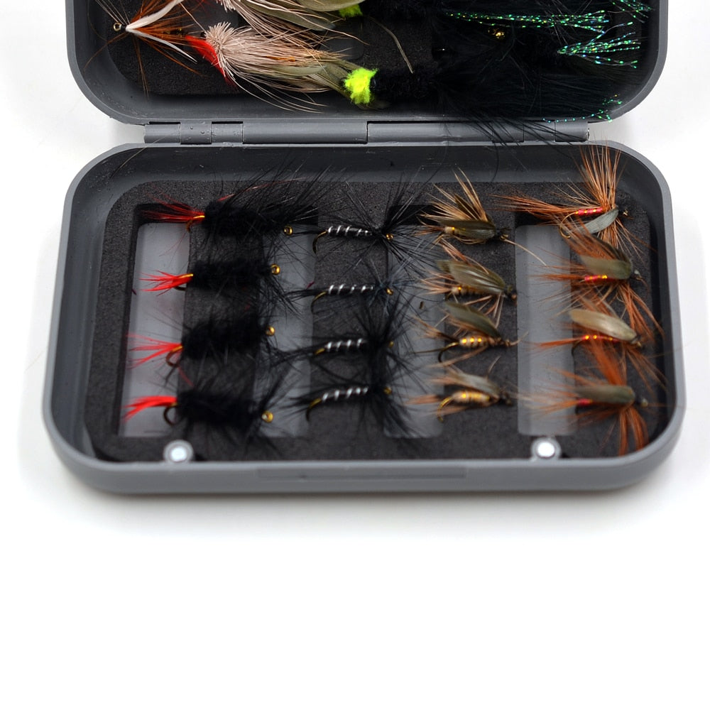 32Pcs/Boxed Black Brown Dry Fly Fishing Lure - youractivewellnessshop