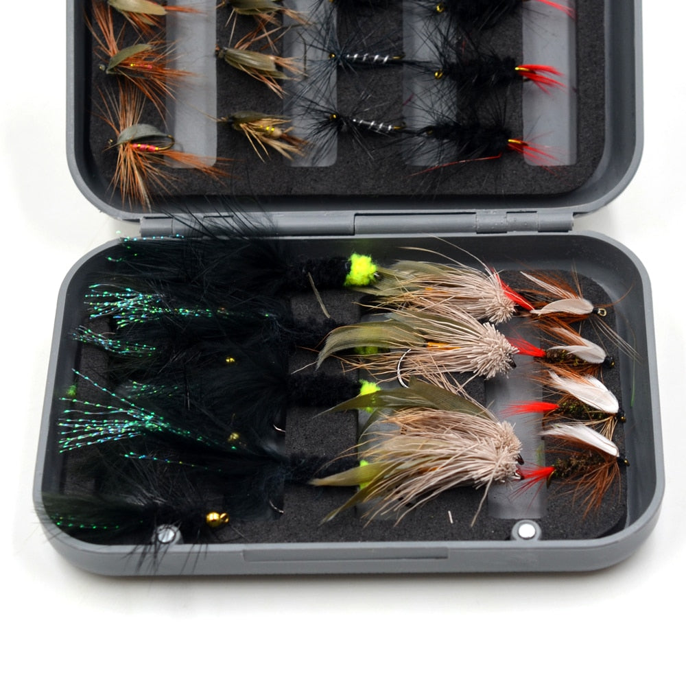 32Pcs/Boxed Black Brown Dry Fly Fishing Lure - youractivewellnessshop